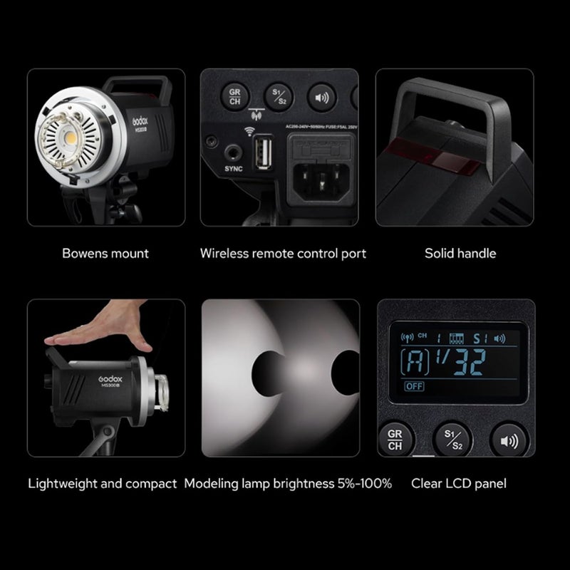 Eachshot Godox MS200V 200W Strobe Flash GN53 5600K 0.1-1.8S Recycle Time 2.4G with LED Modeling Lamp LED Light Strobe Flash Monolight for Studio, Portrait, Commerce Photography, etc (MS200 Upgraded Version) - Image 5